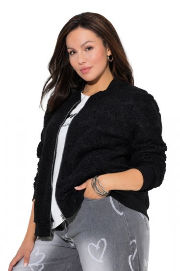 Ulla Popken 845262 Chaqueta teddy Negro - Chaquetas - Chaquetas para mujer en tallas grandes