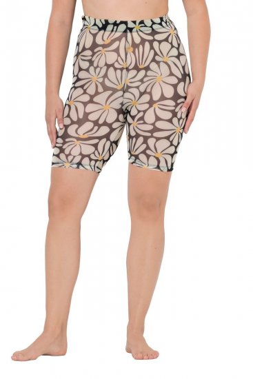 Ulla Popken 845285 Pantalón corto antirrozaduras de flores Negro - Culotes antirozaduras - 