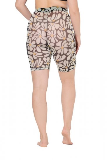 Ulla Popken 845285 Pantalón corto antirrozaduras de flores Negro - Culotes antirozaduras - 