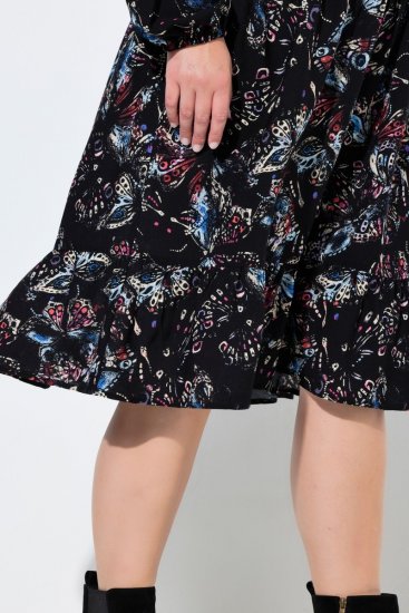 Ulla Popken 845287 Vestido midi estampado Negro - Vestidos midi - Vestidos midi de talla grande