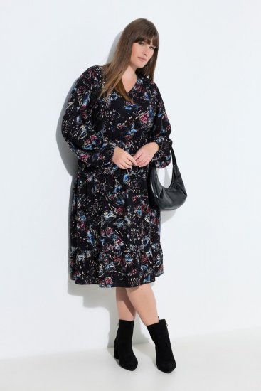 Ulla Popken 845287 Vestido midi estampado Negro - Vestidos midi - Vestidos midi de talla grande