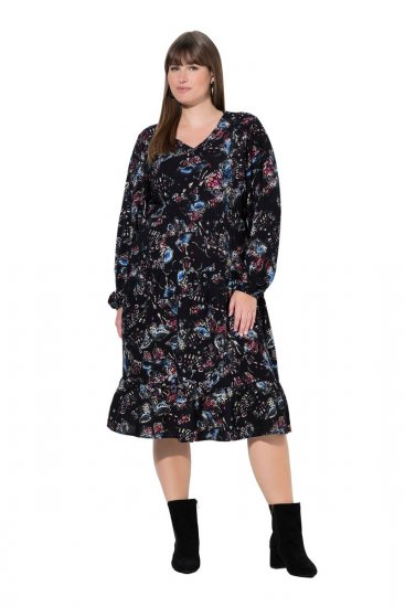 Ulla Popken 845287 Vestido midi estampado Negro - Vestidos midi - Vestidos midi de talla grande