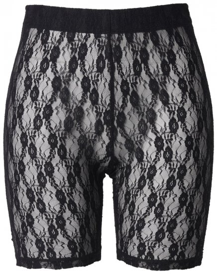 Ulla Popken 845290 Pantalón corto antirrozaduras de flores con encaje Negro - Culotes antirozaduras - 