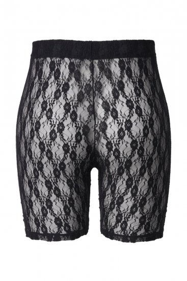 Ulla Popken 845290 Pantalón corto antirrozaduras de flores con encaje Negro - Culotes antirozaduras - 