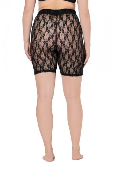 Ulla Popken 845290 Pantalón corto antirrozaduras de flores con encaje Negro - Culotes antirozaduras - 