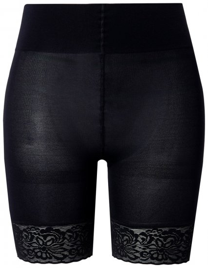 Ulla Popken 845319 Pantalón corto antirrozaduras con encaje Negro - Culotes antirozaduras - 