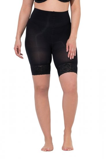 Ulla Popken 845319 Pantalón corto antirrozaduras con encaje Negro - Culotes antirozaduras - 