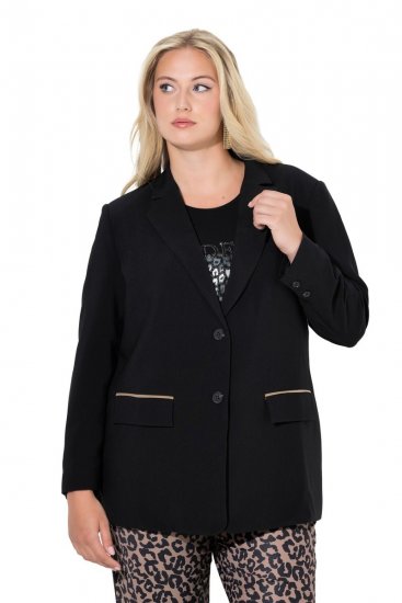 Ulla Popken 845336 Blazer elástico oversize de dos botones Negro - Blazers - Blazers en tallas grandes para mujer