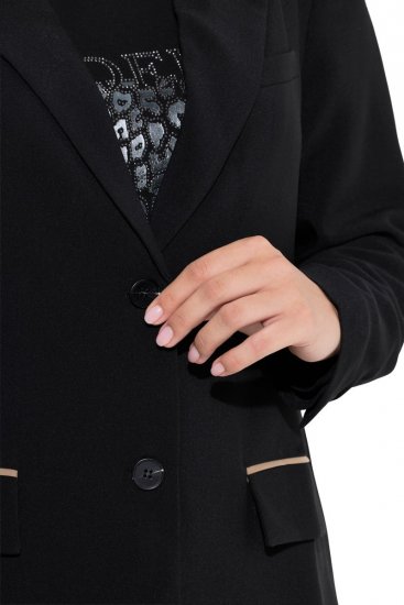 Ulla Popken 845336 Blazer elástico oversize de dos botones Negro - Blazers - Blazers en tallas grandes para mujer