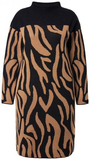 Ulla Popken 845378 Vestido de punto con estampado animal Beige - Vestidos de noche - Vestidos de fiesta de gran talla