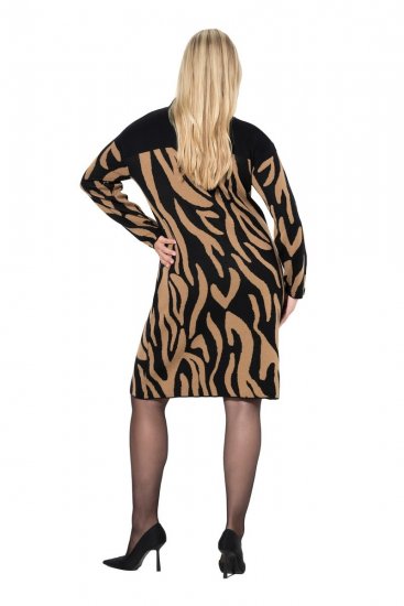 Ulla Popken 845378 Vestido de punto con estampado animal Beige - Vestidos de noche - Vestidos de fiesta de gran talla