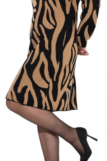 Ulla Popken 845378 Vestido de punto con estampado animal Beige - Vestidos de noche - Vestidos de fiesta de gran talla