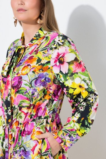 Ulla Popken 845512 Vestido camisero de flores Rojo baya - Vestidos midi - Vestidos midi de talla grande
