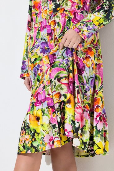 Ulla Popken 845512 Vestido camisero de flores Rojo baya - Vestidos midi - Vestidos midi de talla grande