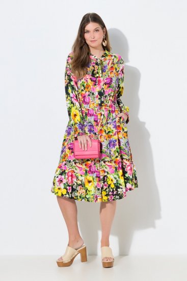 Ulla Popken 845512 Vestido camisero de flores Rojo baya - Vestidos midi - Vestidos midi de talla grande