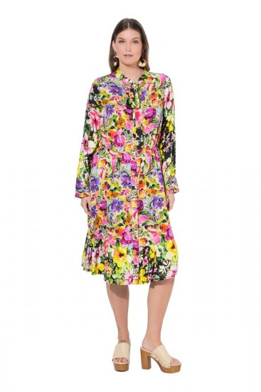 Ulla Popken 845512 Vestido camisero de flores Rojo baya - Vestidos midi - Vestidos midi de talla grande