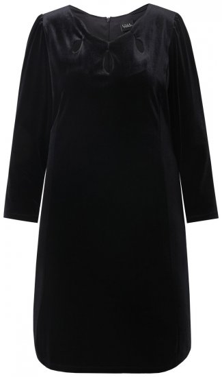 Ulla Popken 845573 Vestido de terciopelo de manga larga Negro - Vestidos de noche - Vestidos de fiesta de gran talla