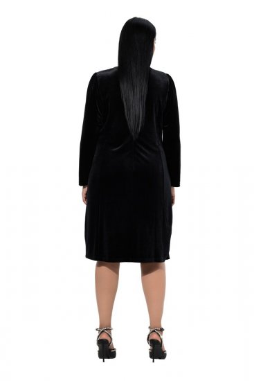 Ulla Popken 845573 Vestido de terciopelo de manga larga Negro - Vestidos de noche - Vestidos de fiesta de gran talla