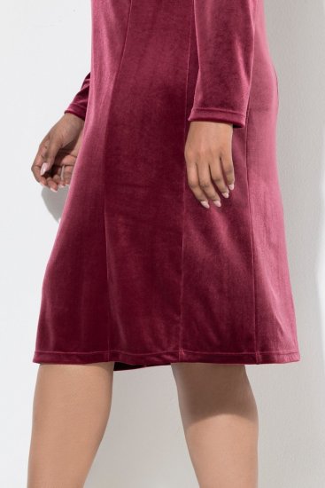 Ulla Popken 845573 Vestido de terciopelo de manga larga Burdeos - Vestidos de noche - Vestidos de fiesta de gran talla
