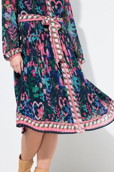 Ulla Popken 845649 Vestido de gasa de flores Azul marino - Vestidos midi - Vestidos midi de talla grande