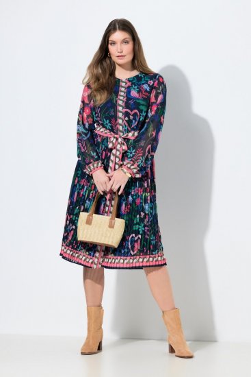 Ulla Popken 845649 Vestido de gasa de flores Azul marino - Vestidos midi - Vestidos midi de talla grande