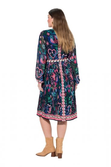 Ulla Popken 845649 Vestido de gasa de flores Azul marino - Vestidos midi - Vestidos midi de talla grande