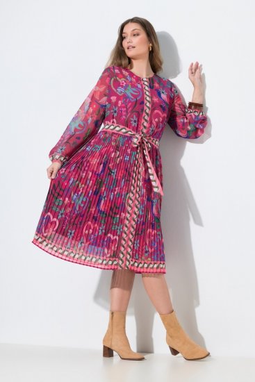 Ulla Popken 845649 Vestido midi de manga larga Rojo baya - Vestidos midi - Vestidos midi de talla grande