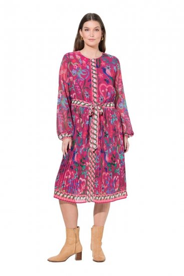 Ulla Popken 845649 Vestido midi de manga larga Rojo baya - Vestidos midi - Vestidos midi de talla grande