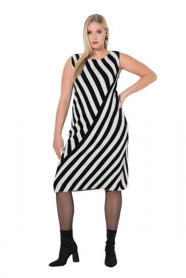 Ulla Popken 845784 Vestido de punto de rayas Negro - Vestidos de verano - Vestidos de verano tallas grandes
