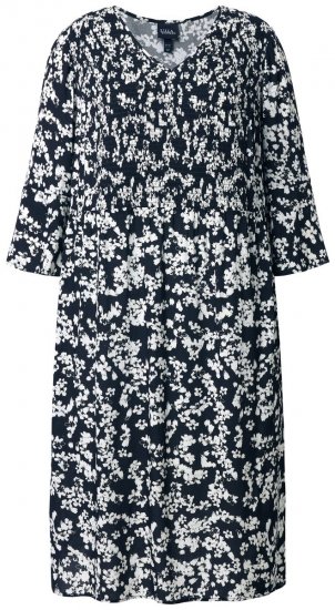 Ulla Popken 845825 Vestido midi de flores con manga 3/4 Negro - Vestidos midi - Vestidos midi de talla grande