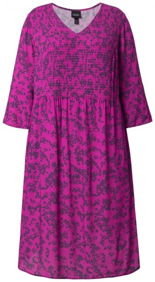Ulla Popken 845825 Vestido midi de flores con cuello de pico Lila - Vestidos midi - Vestidos midi de talla grande