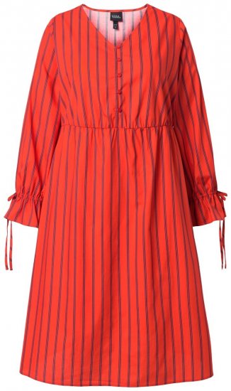 Ulla Popken 845863 Vestido midi de rayas con cinturón anudado Coral - Vestidos midi - Vestidos midi de talla grande