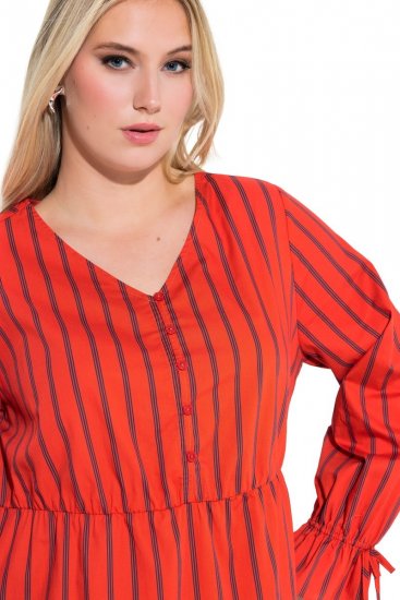 Ulla Popken 845863 Vestido midi de rayas con cinturón anudado Coral - Vestidos midi - Vestidos midi de talla grande