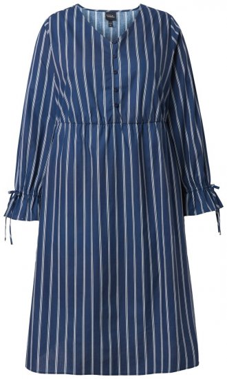 Ulla Popken 845863 Vestido de rayas con cuello de pico Azul marino - Vestidos - Vestidos para todas las tallas