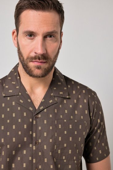 JP1880 Boxy Cuba Short Sleeve Shirt Brown - Camisas - Camisas 2XL-10XL
