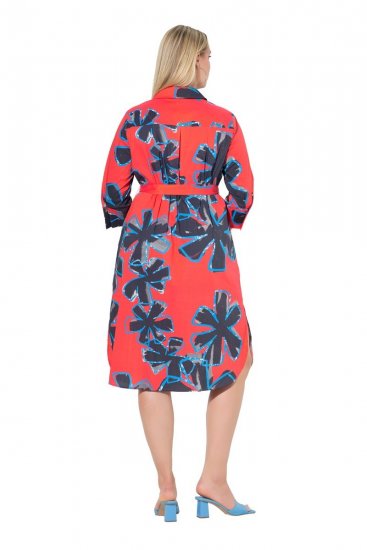 Ulla Popken 846164 Vestido camisero de flores Rojo - Vestidos midi - Vestidos midi de talla grande