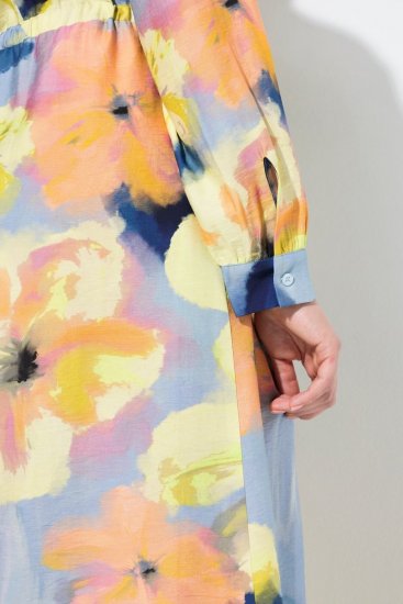 Ulla Popken 846330 Vestido largo de flores Azul claro - Vestidos maxi - Vestidos largos en tallas grandes