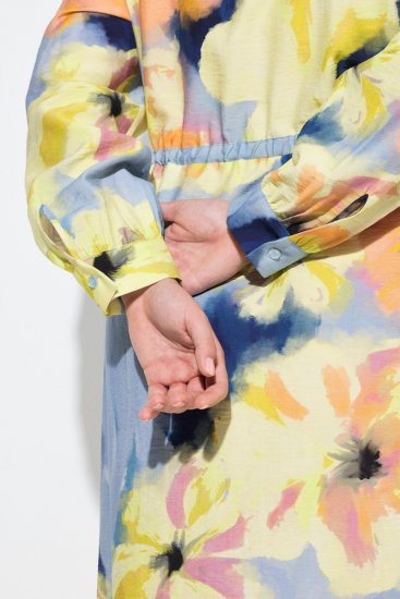 Ulla Popken 846330 Vestido largo de flores Azul claro - Vestidos maxi - Vestidos largos en tallas grandes