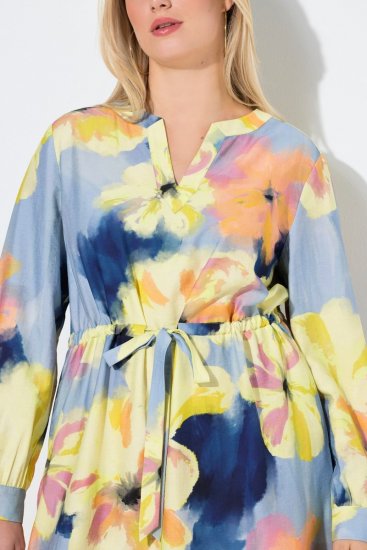 Ulla Popken 846330 Vestido largo de flores Azul claro - Vestidos maxi - Vestidos largos en tallas grandes