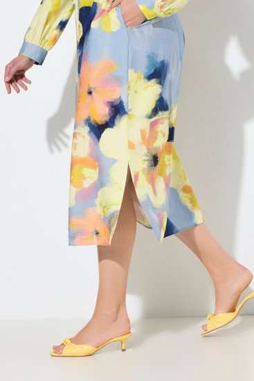 Ulla Popken 846330 Vestido largo de flores Azul claro - Vestidos maxi - Vestidos largos en tallas grandes