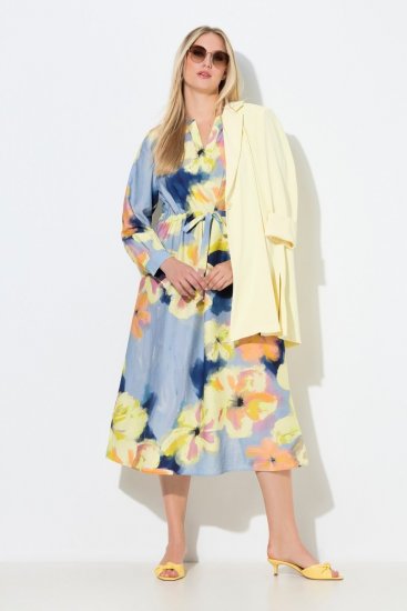 Ulla Popken 846330 Vestido largo de flores Azul claro - Vestidos maxi - Vestidos largos en tallas grandes