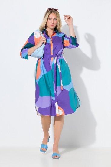 Ulla Popken 846351 Vestido camisero estampado Lila - Vestidos midi - Vestidos midi de talla grande