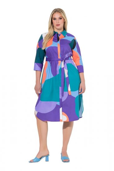 Ulla Popken 846351 Vestido camisero estampado Lila - Vestidos midi - Vestidos midi de talla grande