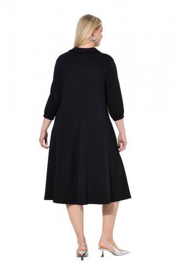 Ulla Popken 846373 Vestido midi con cinturón anudado Negro - Vestidos midi - Vestidos midi de talla grande
