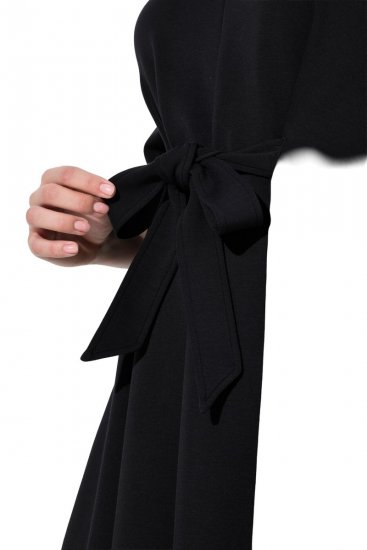 Ulla Popken 846373 Vestido midi con cinturón anudado Negro - Vestidos midi - Vestidos midi de talla grande