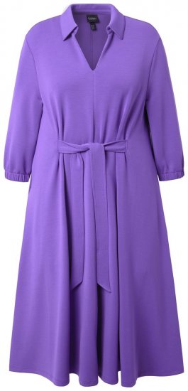 Ulla Popken 846373 Vestido de felpa evasé con manga 3/4 Lila - Vestidos - Vestidos para todas las tallas