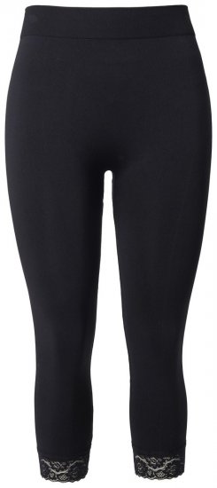 Ulla Popken 846491 Leggings de media 3/4 con encaje Negro - Medias & calcetines - 