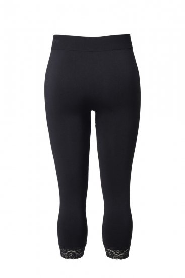 Ulla Popken 846491 Leggings de media 3/4 con encaje Negro - Medias & calcetines - 