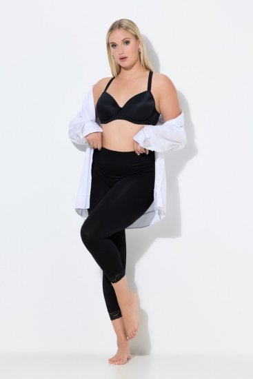Ulla Popken 846491 Leggings de media 3/4 con encaje Negro - Medias & calcetines - 