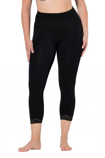 Ulla Popken 846491 Leggings de media 3/4 con encaje Negro - Medias & calcetines - 